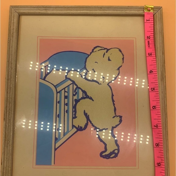 Vintage Nursery decor 1943 Magic Glow in the dark bear climbing in crib 8" x 10" - Picture 5 of 12